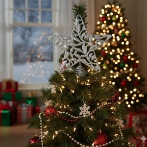 Metal tree topper star